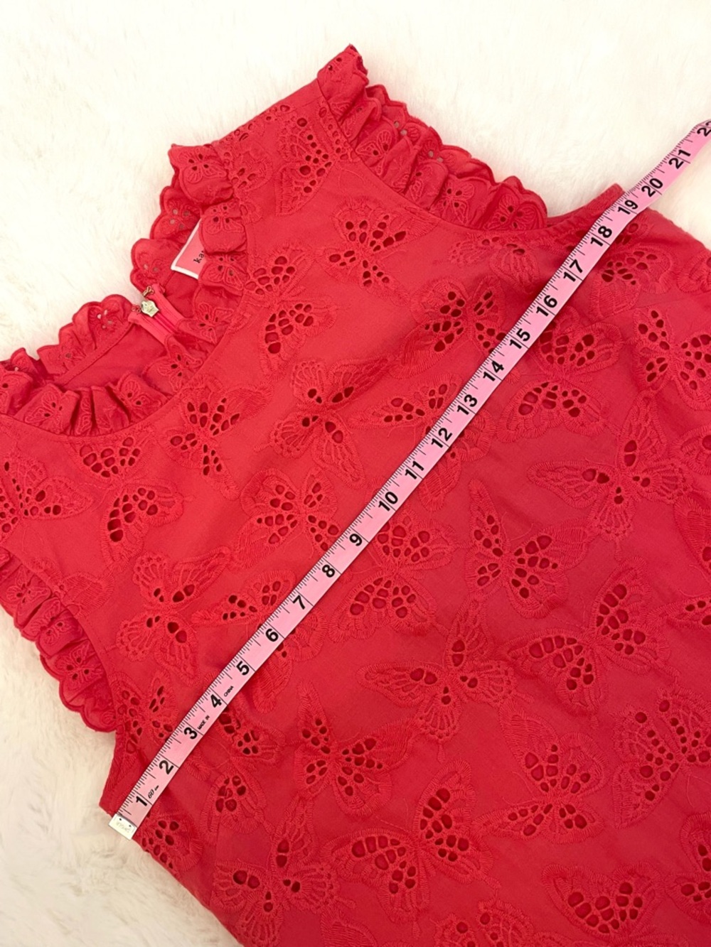 Kate Spade Mainline Watermelon Butterfly Eyelet Shift Dress - Picture 11 of 16